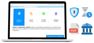 Notebook exibindo a interface da solução digital Busca Automática de Extratos