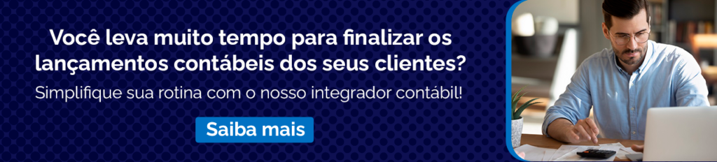 Você leva muito tempo para finalizar os lançamentos contábeis dos seus clientes?
Simplifique sua rotina com o nosso integrador contábil! Saiba mais.