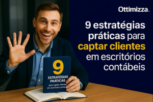 Equipe de escritório contábil em reunião planejando captação de novos clientes