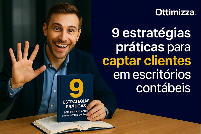 Equipe de escritório contábil em reunião planejando captação de novos clientes