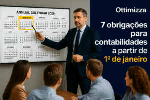 Equipe contábil analisando reformas tributárias em reunião com gráficos digitais