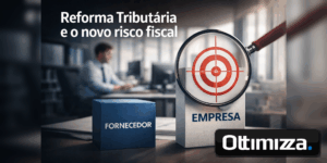 Executivos analisando risco fiscal de fornecedores em painel financeiro digital