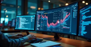 Mapa digital de ERP contábil protegido por barreiras de segurança em uma mesa de TI