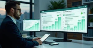 Gestor analisa painel de custos de mensagens do WhatsApp em tela com gráficos
